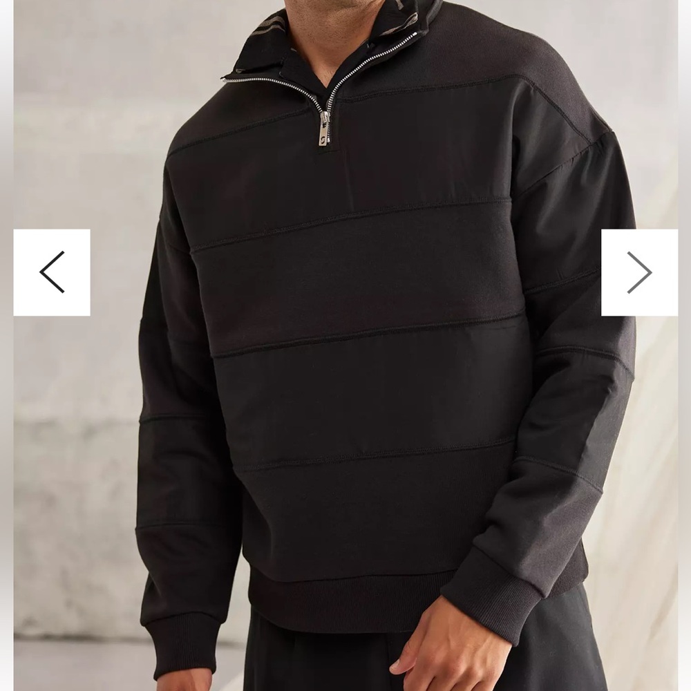 URBAN OUTFITTERS STANDARD CLOTH & TONAL NYLON BLACK SWEATSHIRT PULLOVER SIZE L